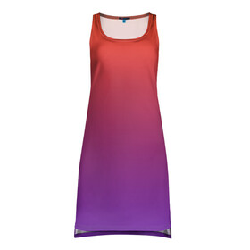 Платье-майка 3D с принтом Оранжевый и Фиолетовый в Тюмени, 100% полиэстер | полуприлегающий силуэт, широкие бретели, круглый вырез горловины, удлиненный подол сзади. | градиент | красный | оранжевый | перелив | переход | рассвет | синий | фиолетовый | цвета