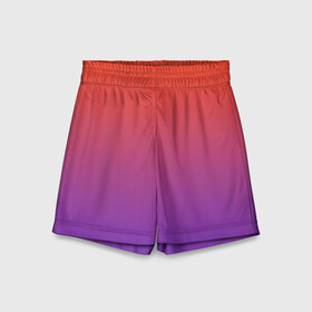 Детские спортивные шорты 3D с принтом Оранжевый и Фиолетовый в Тюмени,  100% полиэстер
 | пояс оформлен широкой мягкой резинкой, ткань тянется
 | градиент | красный | оранжевый | перелив | переход | рассвет | синий | фиолетовый | цвета