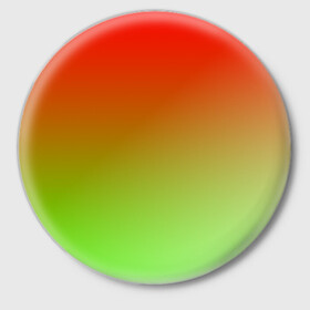 Значок с принтом Градиент Яблоко в Тюмени,  металл | круглая форма, металлическая застежка в виде булавки | градиент | желтый | зеленый | красный | перелив | переход | фрукты | цвета | яблоко