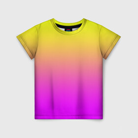 Детская футболка 3D с принтом Яркий рассвет в Тюмени, 100% гипоаллергенный полиэфир | прямой крой, круглый вырез горловины, длина до линии бедер, чуть спущенное плечо, ткань немного тянется | градиент | желтый | перелив | переход | рассвет | розовый | сереневый | сиреневый | солнце | феолетовый | фиолетовый | цвета | яркий