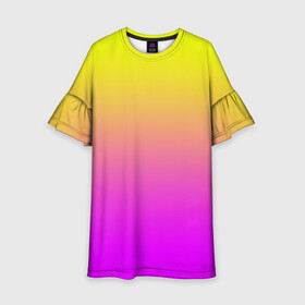 Детское платье 3D с принтом Яркий рассвет в Тюмени, 100% полиэстер | прямой силуэт, чуть расширенный к низу. Круглая горловина, на рукавах — воланы | градиент | желтый | перелив | переход | рассвет | розовый | сереневый | сиреневый | солнце | феолетовый | фиолетовый | цвета | яркий