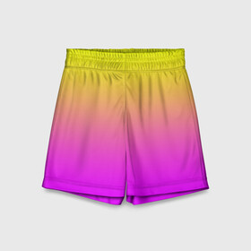 Детские спортивные шорты 3D с принтом Яркий рассвет в Тюмени,  100% полиэстер
 | пояс оформлен широкой мягкой резинкой, ткань тянется
 | градиент | желтый | перелив | переход | рассвет | розовый | сереневый | сиреневый | солнце | феолетовый | фиолетовый | цвета | яркий