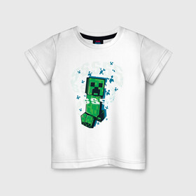 Детская футболка хлопок с принтом Крипер | Creeper | Minecraft в Тюмени, 100% хлопок | круглый вырез горловины, полуприлегающий силуэт, длина до линии бедер | creeper | minecraft | sss | выживай | зеленый | исследуй | крип | крипер | майнкрафт | меч | создавай