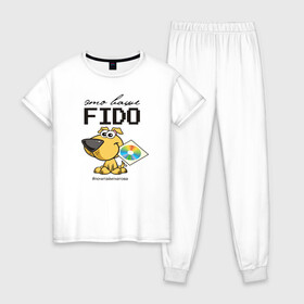 Женская пижама хлопок с принтом Это ваше FIDO в Тюмени, 100% хлопок | брюки и футболка прямого кроя, без карманов, на брюках мягкая резинка на поясе и по низу штанин | disk | dog | fidonet | message | network | диск | сеть | собака | сообщение | фидонет