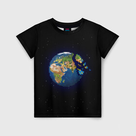 Детская футболка 3D с принтом Разрушение земли! в Тюмени, 100% гипоаллергенный полиэфир | прямой крой, круглый вырез горловины, длина до линии бедер, чуть спущенное плечо, ткань немного тянется | art | pixel | pixelart | звезды | земля | земля в космосе | космос | пиксели | пиксель | пиксельарт | разрушение земли