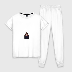 Женская пижама хлопок с принтом Смешная какашка в Тюмени, 100% хлопок | брюки и футболка прямого кроя, без карманов, на брюках мягкая резинка на поясе и по низу штанин | art | pixel | pixelart | милаха | пиксели | пиксель | пиксельарт
