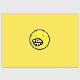 Поздравительная открытка с принтом Смешная смайл в Тюмени, 100% бумага | плотность бумаги 280 г/м2, матовая, на обратной стороне линовка и место для марки
 | art | pixel | pixelart | милаха | пиксели | пиксель | пиксельарт | смайл | смайл пиксель арт | смайлик | смешная смайлик