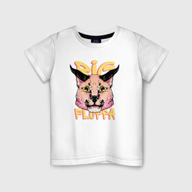 Детская футболка хлопок с принтом Big Cat  Floppa в Тюмени, 100% хлопок | круглый вырез горловины, полуприлегающий силуэт, длина до линии бедер | flopa | floppa | каракал | кот мем | мем с котом | русский кот | шлёпа