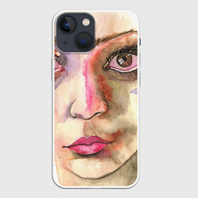 Чехол для iPhone 13 mini с принтом Девушка портрет акварелью в Тюмени,  |  | акварель | девушка | девушкам | плач | портрет | слезы | фиолетовые волосы