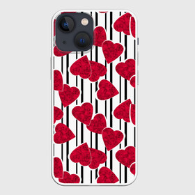 Чехол для iPhone 13 mini с принтом Полосатый узор сердце в Тюмени,  |  | детский | красный | красный и черный | любовь | мраморное сердце | полосатый узор | полосы | сердце | черные полосы