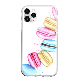 Чехол для iPhone 11 Pro Max матовый с принтом Macarons. Нежный десерт в Тюмени, Силикон |  | акварель | акварельные | десерт | десерты | макаронс | макаруны | пирожное | пирожные | разноцветные | сладости