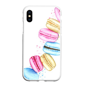 Чехол для iPhone XS Max матовый с принтом Macarons. Нежный десерт в Тюмени, Силикон | Область печати: задняя сторона чехла, без боковых панелей | акварель | акварельные | десерт | десерты | макаронс | макаруны | пирожное | пирожные | разноцветные | сладости