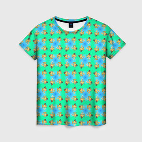 Женская футболка 3D с принтом Фидонет (гавайский узор) в Тюмени, 100% полиэфир ( синтетическое хлопкоподобное полотно) | прямой крой, круглый вырез горловины, длина до линии бедер | disk | dog | fidonet | network | pattern | диск | сеть | собака | узор | фидонет