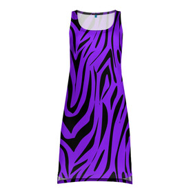 Платье-майка 3D с принтом Абстрактный узор зебра  в Тюмени, 100% полиэстер | полуприлегающий силуэт, широкие бретели, круглый вырез горловины, удлиненный подол сзади. | абстрактный | женский | зебра | креативный | модный | полосы | популярный | современный | черный и фиолетовый