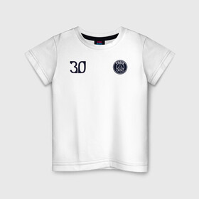 Детская футболка хлопок с принтом PSG | Messi 30 (New 2022/23) в Тюмени, 100% хлопок | круглый вырез горловины, полуприлегающий силуэт, длина до линии бедер | 0x000000123 | 30 | messi | neymar | paris saint germain | psg | месси | нейимар | псж