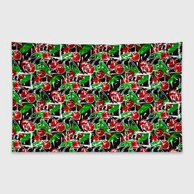 Флаг-баннер с принтом Абстрактный узор спелая вишня в Тюмени, 100% полиэстер | размер 67 х 109 см, плотность ткани — 95 г/м2; по краям флага есть четыре люверса для крепления | вишня | детский | зеленый | красная вишня | красный | летний узор | лето | ягодный принт | ягоды