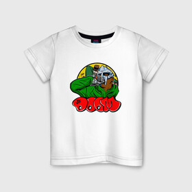 Детская футболка хлопок с принтом Doom Rappin в Тюмени, 100% хлопок | круглый вырез горловины, полуприлегающий силуэт, длина до линии бедер | black | doom | hip hop | mf doom | music | old school | rap | граффити | диджей | кассета | маска | музыка | олдскул | рэп | рэпер | хип хоп