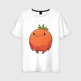 Женская футболка хлопок Oversize с принтом Большой томат в Тюмени, 100% хлопок | свободный крой, круглый ворот, спущенный рукав, длина до линии бедер
 | арт | мило | милота | овощ | овощи | помидор | рисунок | свежие овощи | свежий овощ | свежий продукт | томат