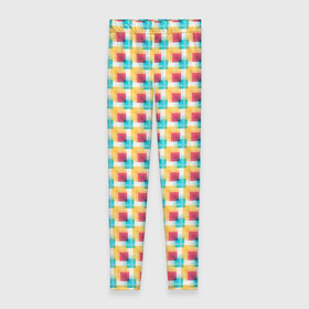 Леггинсы 3D с принтом Красочные кубы в Тюмени, 80% полиэстер, 20% эластан | Эластичный пояс, зауженные к низу, низкая посадка | квадраты | кубы | паттерн | пиксели | разноцветный