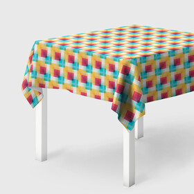 Скатерть 3D с принтом Красочные кубы в Тюмени, 100% полиэстер (ткань не мнется и не растягивается) | Размер: 150*150 см | Тематика изображения на принте: квадраты | кубы | паттерн | пиксели | разноцветный