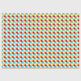 Поздравительная открытка с принтом Красочные кубы в Тюмени, 100% бумага | плотность бумаги 280 г/м2, матовая, на обратной стороне линовка и место для марки
 | квадраты | кубы | паттерн | пиксели | разноцветный
