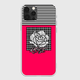 Чехол для iPhone 12 Pro Max с принтом Аппликация роза на клетчатом в Тюмени, Силикон |  | аппликация | детский | комбинированный | полосатый | пэчворк | роза | розовый | цветочный узор | черный и малиновый | яркий малиновый