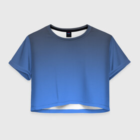 Женская футболка Crop-top 3D с принтом DARK OCEAN GRADIENT в Тюмени, 100% полиэстер | круглая горловина, длина футболки до линии талии, рукава с отворотами | абстракция | амбре | без дизайна | голубая | голубое | градиент | градиент и ничего лишнего | градиенты | на каждый день | синий | синяя | текстура | черная | черный