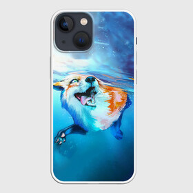Чехол для iPhone 13 mini с принтом ПЛЫВУЩАЯ ЛИСИЧКА в Тюмени,  |  | animal | art | fox | swim | water | вода | животные | звери | красота | лиса | лисичка | плутовка | река | рисунок | рыжая | фыр фыр