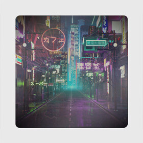 Магнит виниловый Квадрат с принтом Neon Tokyo в Тюмени, полимерный материал с магнитным слоем | размер 9*9 см, закругленные углы | Тематика изображения на принте: anime | cyber | cyberpunk | japan | japanese | neon | retro | retro wave | road | street | tokyo | wave | аниме | дорога | иероглифы | кибер | киберпанк | неон | неоновый | ночной токио | ночь | ретро | свет | токио | улица | уличный | эстетика
