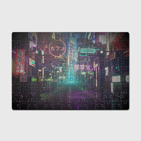 Головоломка Пазл магнитный 126 элементов с принтом Neon Tokyo в Тюмени, полимерный материал с магнитным слоем | 126 деталей, размер изделия —  180*270 мм | Тематика изображения на принте: anime | cyber | cyberpunk | japan | japanese | neon | retro | retro wave | road | street | tokyo | wave | аниме | дорога | иероглифы | кибер | киберпанк | неон | неоновый | ночной токио | ночь | ретро | свет | токио | улица | уличный | эстетика