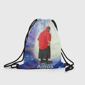 Рюкзак-мешок 3D с принтом Adios в Тюмени, 100% полиэстер | плотность ткани — 200 г/м2, размер — 35 х 45 см; лямки — толстые шнурки, застежка на шнуровке, без карманов и подкладки | adios | адидас | бабуля | бабушка | вселенная | космос | мемы | портал | прощание | черная дыра