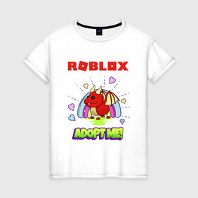 Женская футболка хлопок с принтом ROBLOX / РОБЛОКС / ADOPT ME в Тюмени, 100% хлопок | прямой крой, круглый вырез горловины, длина до линии бедер, слегка спущенное плечо | adopt me | blox fruits | noob | piggy | roblox | roblox games | roblox piggy | игра роблокс | нуб | роблокс | робукс | усынови меня.