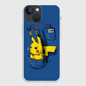 Чехол для iPhone 13 mini с принтом Пикачу   зарядка в Тюмени,  |  | anime | pikachu | pokemon | poket monster | poketmon | аниме | анимэ | карманные монстры | пикачу | покемон