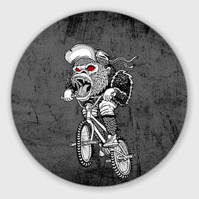 Коврик для мышки круглый с принтом Junk Ride в Тюмени, резина и полиэстер | круглая форма, изображение наносится на всю лицевую часть | bike | bmx | gorilla | mtb | ride | бэм | вело | велосипед | велоспорт | горилла | поездка