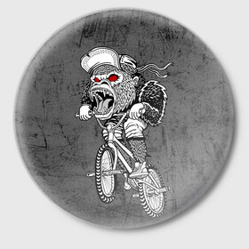 Значок с принтом Junk Ride в Тюмени,  металл | круглая форма, металлическая застежка в виде булавки | bike | bmx | gorilla | mtb | ride | бэм | вело | велосипед | велоспорт | горилла | поездка