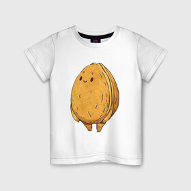 Детская футболка хлопок с принтом Грецкий орех в Тюмени, 100% хлопок | круглый вырез горловины, полуприлегающий силуэт, длина до линии бедер | арт | грецкий | грецкий орех | мило | милота | орех | орехи | рисунок | свежие орехи | свежий орех | свежий продукт