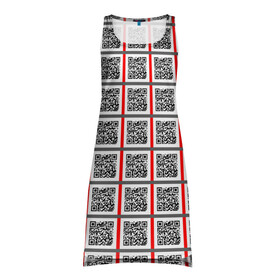 Платье-майка 3D с принтом Почитай Игнатова QR в Тюмени, 100% полиэстер | полуприлегающий силуэт, широкие бретели, круглый вырез горловины, удлиненный подол сзади. | code | qr | square | квадраты | клетка | код | узор