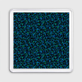 Магнит 55*55 с принтом Абстрактный зелено-синий узор  в Тюмени, Пластик | Размер: 65*65 мм; Размер печати: 55*55 мм | абстрактный | вкрапления | зеленый | молодежный | мраморный | синий | современный | черный и синий
