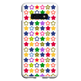 Чехол для Samsung S10E с принтом Разноцветные звездочки  в Тюмени, Силикон | Область печати: задняя сторона чехла, без боковых панелей | абстрактный | детский | звезды | зеленый | красный | летний | разноцветные звезды | синий | современный