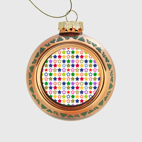Стеклянный ёлочный шар с принтом Разноцветные звездочки  в Тюмени, Стекло | Диаметр: 80 мм | абстрактный | детский | звезды | зеленый | красный | летний | разноцветные звезды | синий | современный