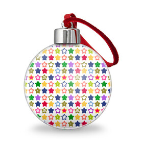 Ёлочный шар с принтом Разноцветные звездочки  в Тюмени, Пластик | Диаметр: 77 мм | абстрактный | детский | звезды | зеленый | красный | летний | разноцветные звезды | синий | современный