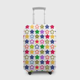 Чехол для чемодана 3D с принтом Разноцветные звездочки  в Тюмени, 86% полиэфир, 14% спандекс | двустороннее нанесение принта, прорези для ручек и колес | абстрактный | детский | звезды | зеленый | красный | летний | разноцветные звезды | синий | современный