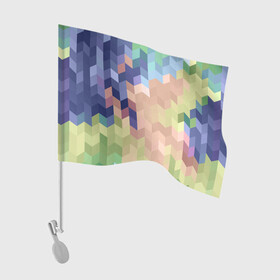 Флаг для автомобиля с принтом Абстрактный  бежево-синий узор в Тюмени, 100% полиэстер | Размер: 30*21 см | абстрактный | бежевый | геометрические фигуры | молодежный | ромбы | современный
