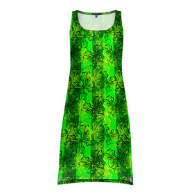 Платье-майка 3D с принтом Неоновый полосатый узор  в Тюмени, 100% полиэстер | полуприлегающий силуэт, широкие бретели, круглый вырез горловины, удлиненный подол сзади. | бабочки | вертикальные полосы | зеленый | летний | неоновый | неоновый зеленый | современный | яркий узор