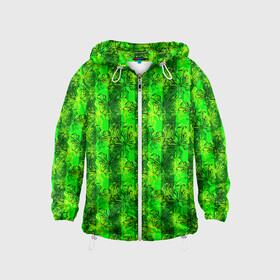Детская ветровка 3D с принтом Неоновый полосатый узор  в Тюмени, 100% полиэстер | подол и капюшон оформлены резинкой с фиксаторами, по бокам два кармана без застежек, один потайной карман на груди | бабочки | вертикальные полосы | зеленый | летний | неоновый | неоновый зеленый | современный | яркий узор