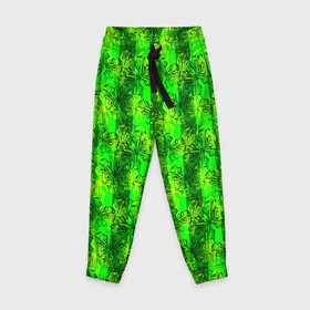 Детские брюки 3D с принтом Неоновый полосатый узор  в Тюмени, 100% полиэстер | манжеты по низу, эластичный пояс регулируется шнурком, по бокам два кармана без застежек, внутренняя часть кармана из мелкой сетки | бабочки | вертикальные полосы | зеленый | летний | неоновый | неоновый зеленый | современный | яркий узор