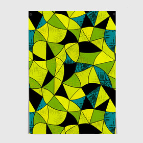 Постер с принтом Гранжевый яркий зеленый  в Тюмени, 100% бумага
 | бумага, плотность 150 мг. Матовая, но за счет высокого коэффициента гладкости имеет небольшой блеск и дает на свету блики, но в отличии от глянцевой бумаги не покрыта лаком | абстрактный | гранжевая текстура | зеленый | летний | молодежный | современный | ярко желтый
