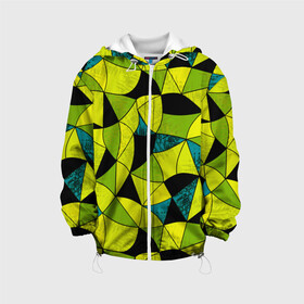 Детская куртка 3D с принтом Гранжевый яркий зеленый  в Тюмени, 100% полиэстер | застежка — молния, подол и капюшон оформлены резинкой с фиксаторами, по бокам — два кармана без застежек, один потайной карман на груди, плотность верхнего слоя — 90 г/м2; плотность флисового подклада — 260 г/м2 | абстрактный | гранжевая текстура | зеленый | летний | молодежный | современный | ярко желтый