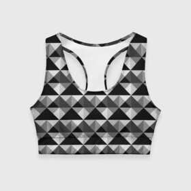 Женский спортивный топ 3D с принтом Современный геометрический  в Тюмени, 82% полиэстер, 18% спандекс Ткань безопасна для здоровья, позволяет коже дышать, не мнется и не растягивается |  | абстрактный | геометрический фигуры | модный | полигональный | популярный | треугольники | черно белый