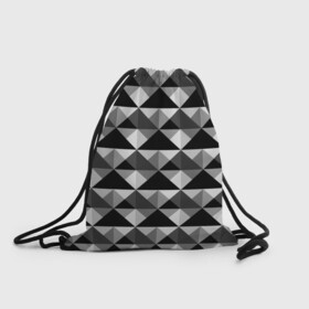 Рюкзак-мешок 3D с принтом Современный геометрический  в Тюмени, 100% полиэстер | плотность ткани — 200 г/м2, размер — 35 х 45 см; лямки — толстые шнурки, застежка на шнуровке, без карманов и подкладки | абстрактный | геометрический фигуры | модный | полигональный | популярный | треугольники | черно белый